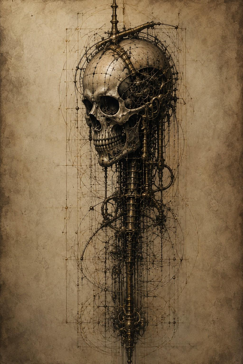 Skulls Biomechanical Phone Wallpaper Bundle | Dark Academia Lock Screen | Gothic Sci-Fi Digital Art | Anatomical Study | Instant Download