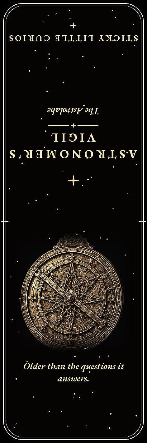 The Astronomer's Vigil Bookmark, Gold Celestial Illustration | Dark Academia | Magnetic Page Marker | Astronomy Gift