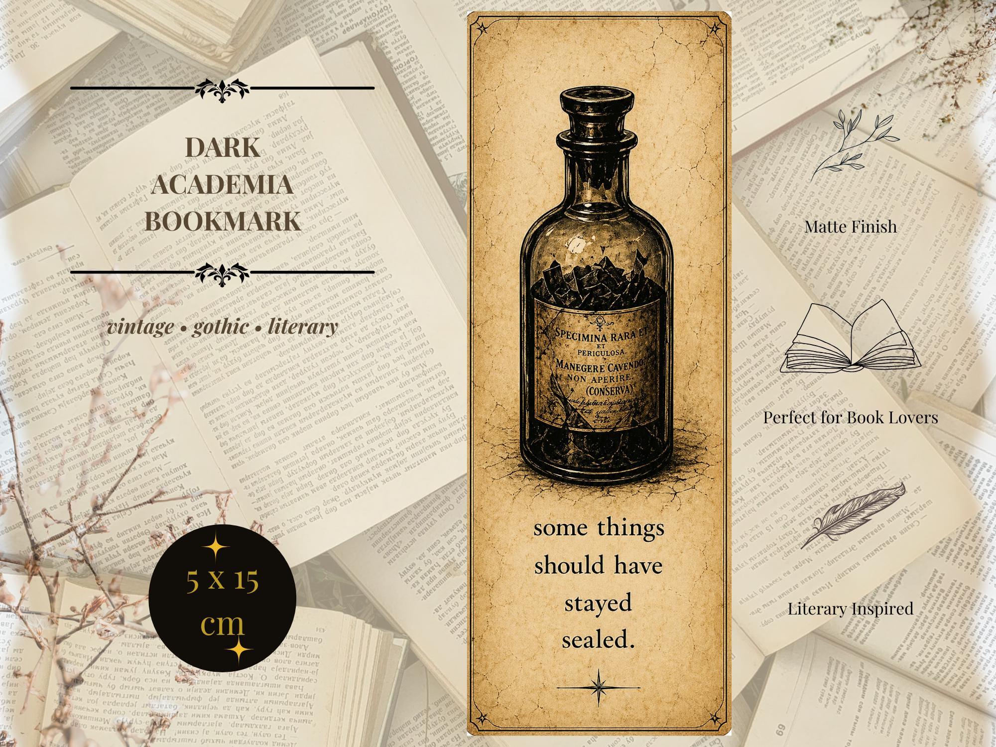 Gothic Apothecary Bottle Bookmark | Dark Academia Vintage, Occult Illustration | Book Lover Gift, Witchy Reader Accessory