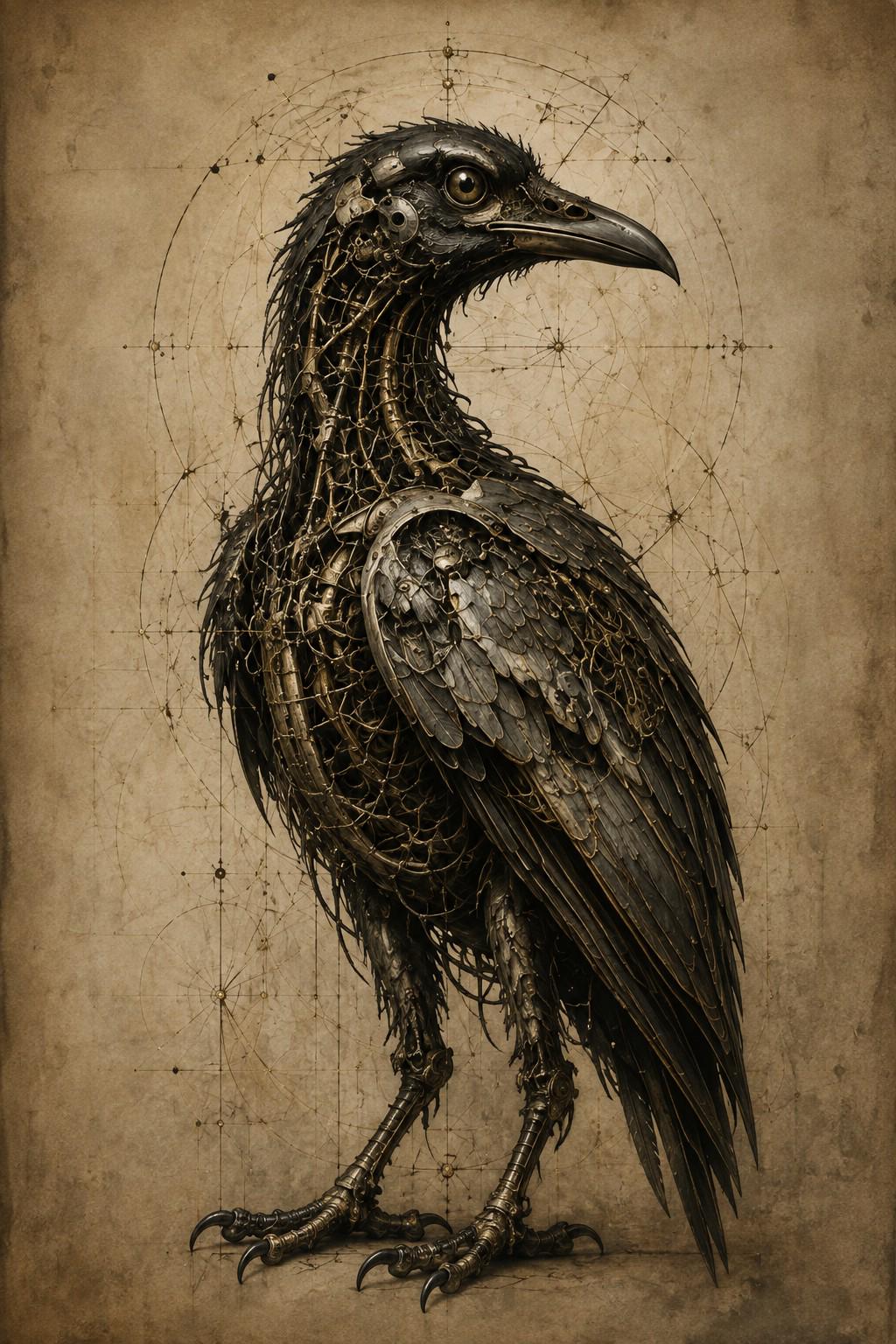 Ravens & Bird Skulls Biomechanical Phone Wallpaper | Lock Screen Art | Dark Academia | Steampunk Anatomical Design | Digital Download
