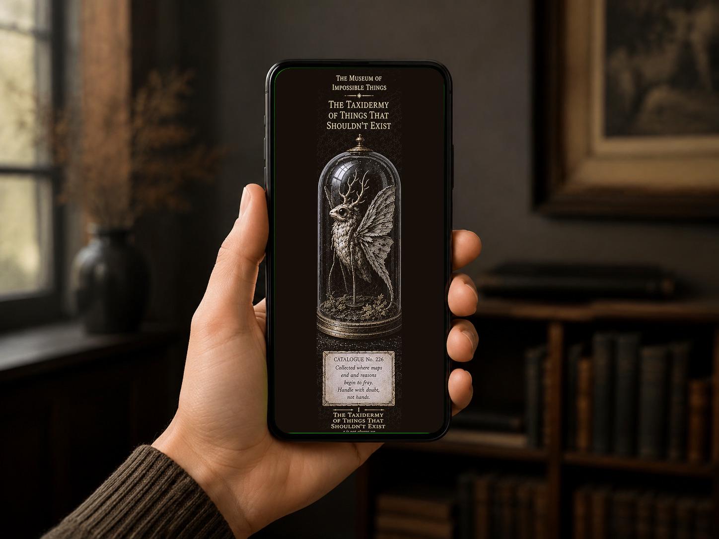 The Taxidermy of Things That Shouldn't Exist, Phone Wallpaper Bundle | Dark Academia Lock Screen | Gothic Digital Download