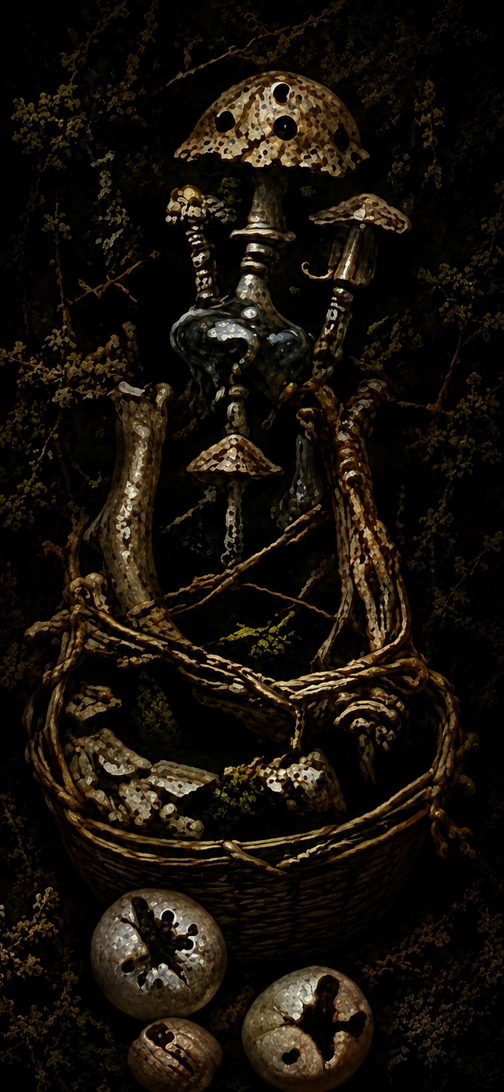 Dark Goblincore Skull Mushroom Lock Screen | Moody Forest Phone Wallpaper (Digital Download)