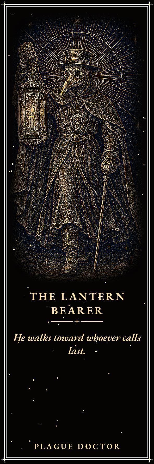 Plague Doctor Gothic Bookmark | Gold Linework, Standard or Magnetic | Dark Academia Page Marker, Memento Mori Design