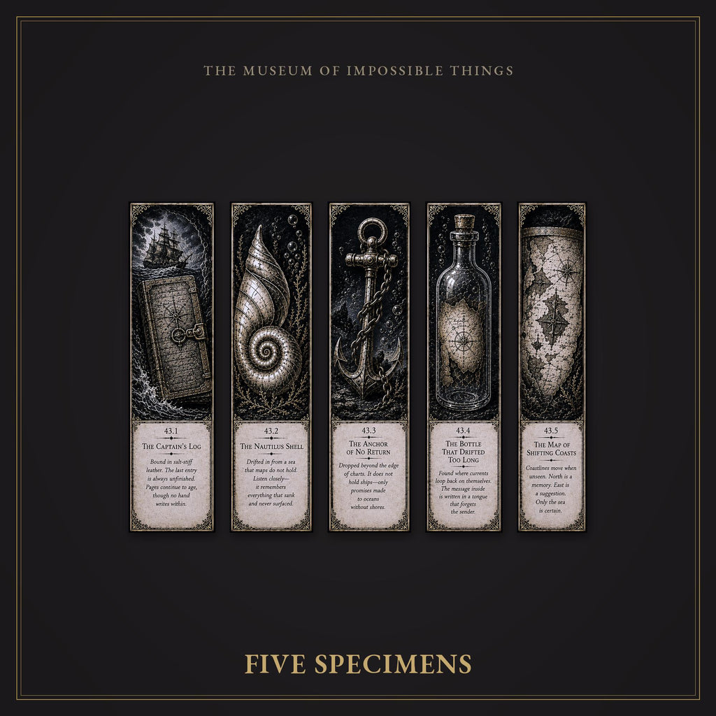 Recovered from Impossible Seas Bookmark | Dark Academia Set of 5 | Standard or Magnetic | Gothic Cabinet of Curiosities