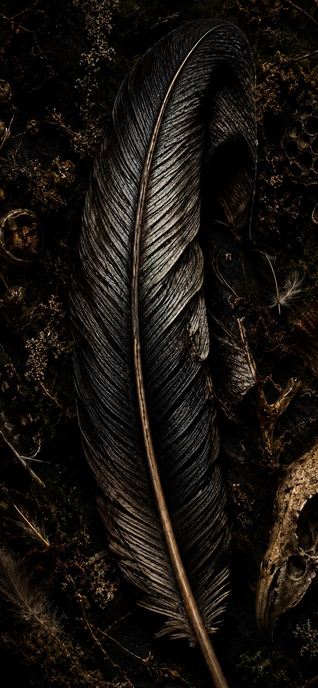 The Crow's Hoard Phone Wallpaper | Dark Goblincore Lock Screen, Shiny Stolen Treasures | Digital Bundle