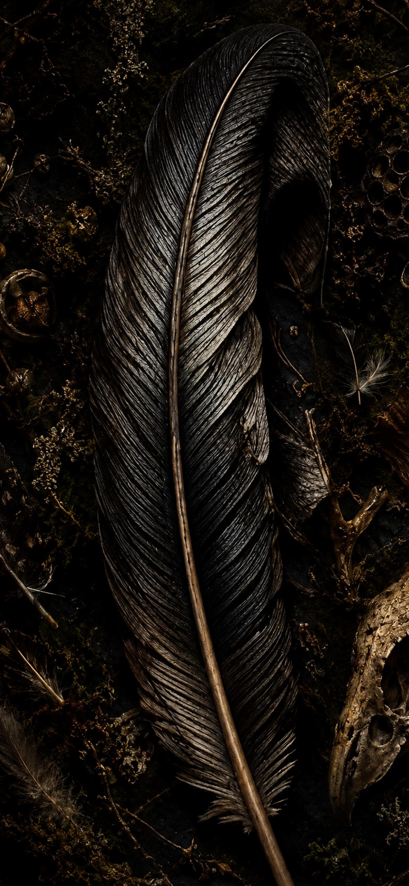 The Crow's Hoard Phone Wallpaper | Dark Goblincore Lock Screen, Shiny Stolen Treasures | Digital Bundle