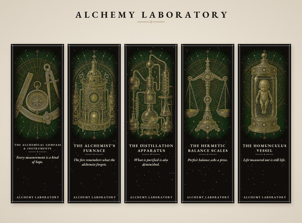Alchemy Laboratory Printable Bookmarks, Dark Academia Gothic | Transmutation Art | Occult Stationery | Digital Download for Readers