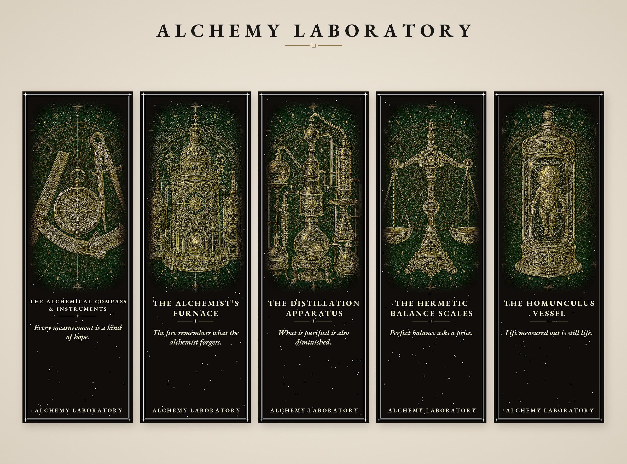 Alchemy Laboratory Printable Bookmarks, Dark Academia Gothic | Transmutation Art | Occult Stationery | Digital Download for Readers