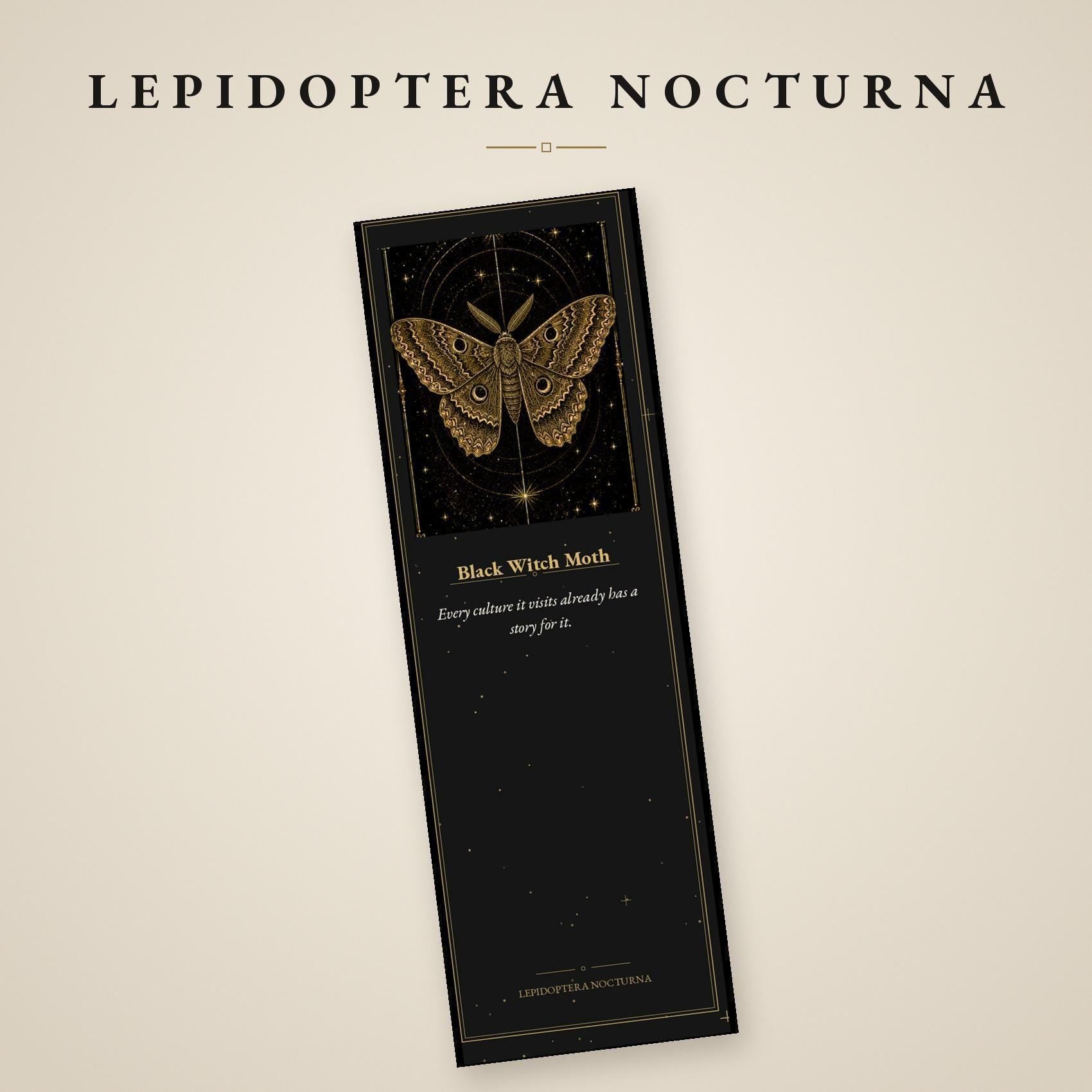 Lepidoptera Nocturna Bookmark, Victorian Moth Specimens | Gold Linework | Dark Academia Page Marker | Magnetic Option