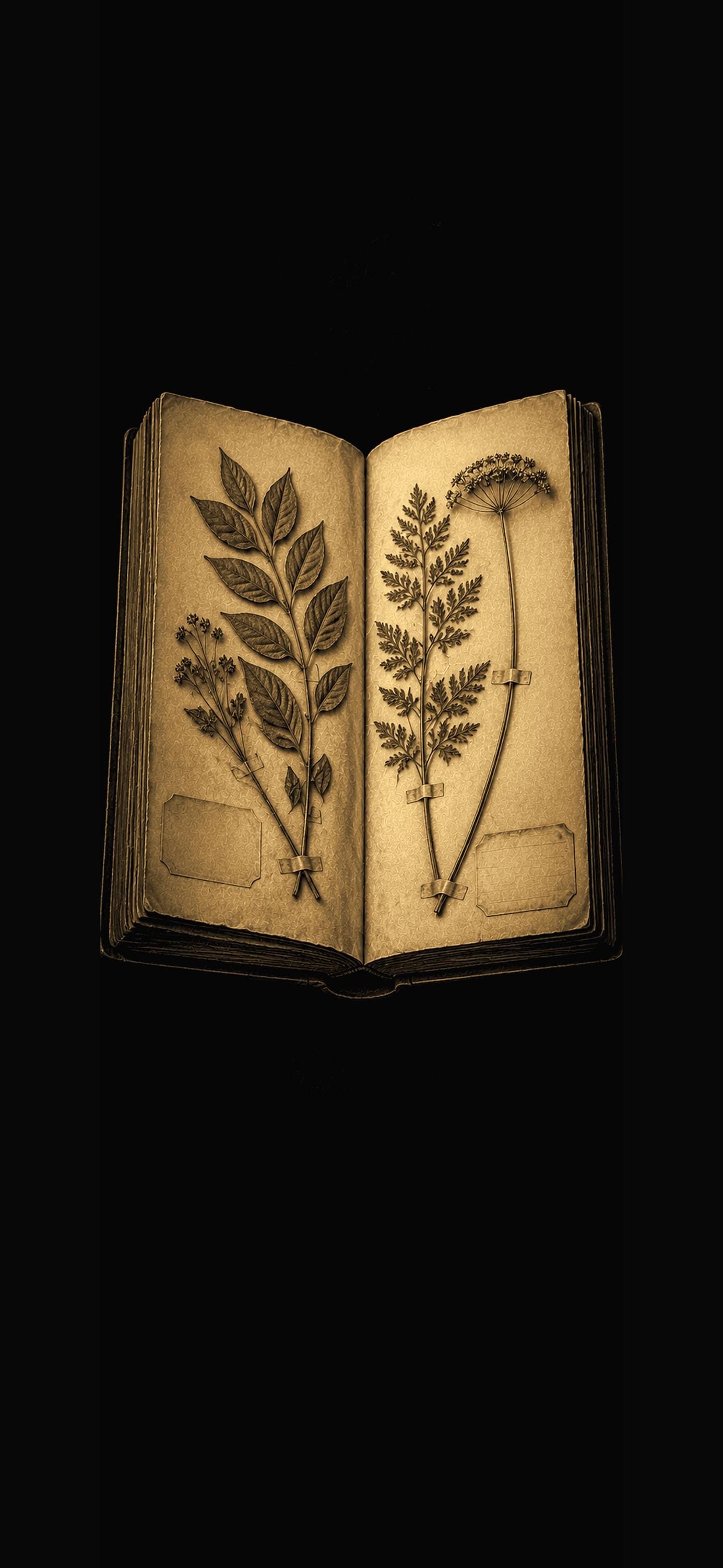 The Black Herbarium Phone Wallpaper Bundle | Dark Academia Lock Screen, Witchy Botanical Designs | Digital Download