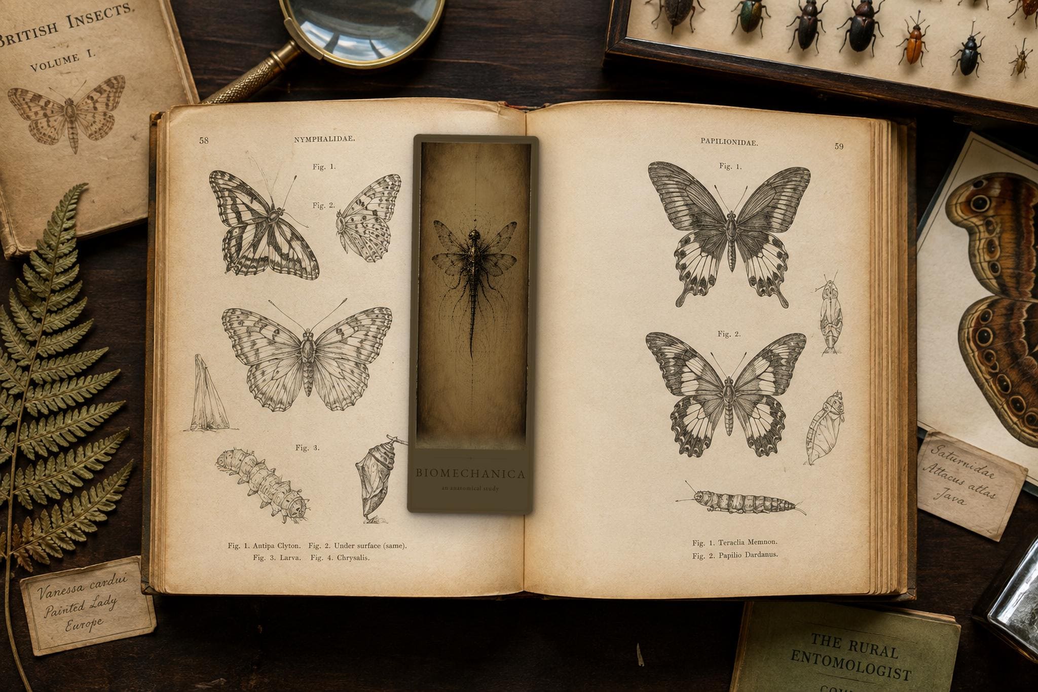 Insects & Wings Biomechanical Bookmark | Dark Academia Anatomy | Magnetic Page Marker | Gothic Sci-Fi | Book Lover Gift