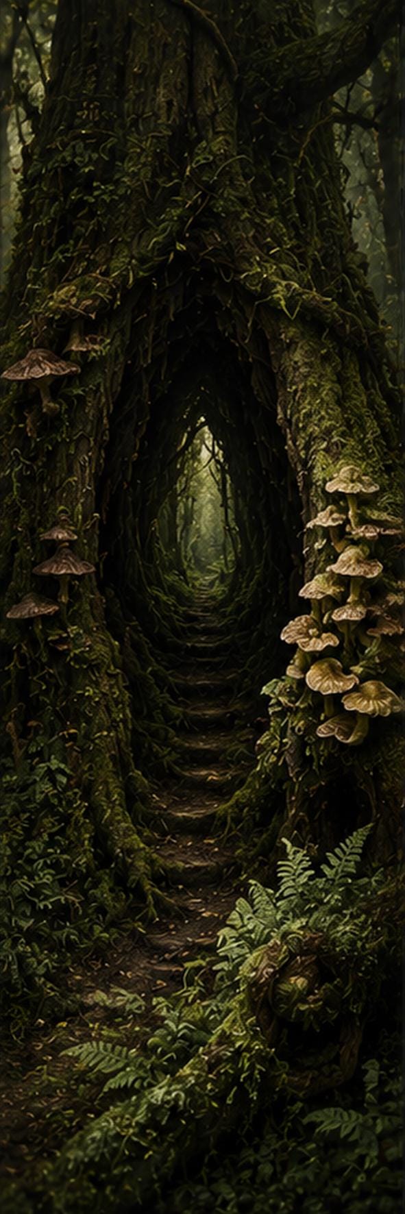 Forgotten Forest Goblincore Bookmarks | Dark Cottagecore Woodland Art | Printable Digital Download, Mossy Paths