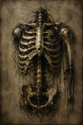 Ribcage - Biomechanical Phone Wallpaper | Dark Surreal Lock Screen | Steampunk Anatomical Art | Gothic Sci-Fi Digital Download