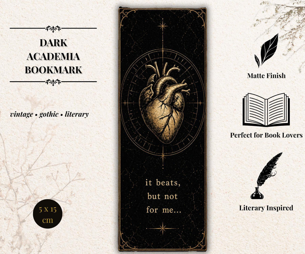 Gothic Academia Bookmark | Beetle Moon Skull, Black Gold Occult Symbolism, Dark Reader Gift