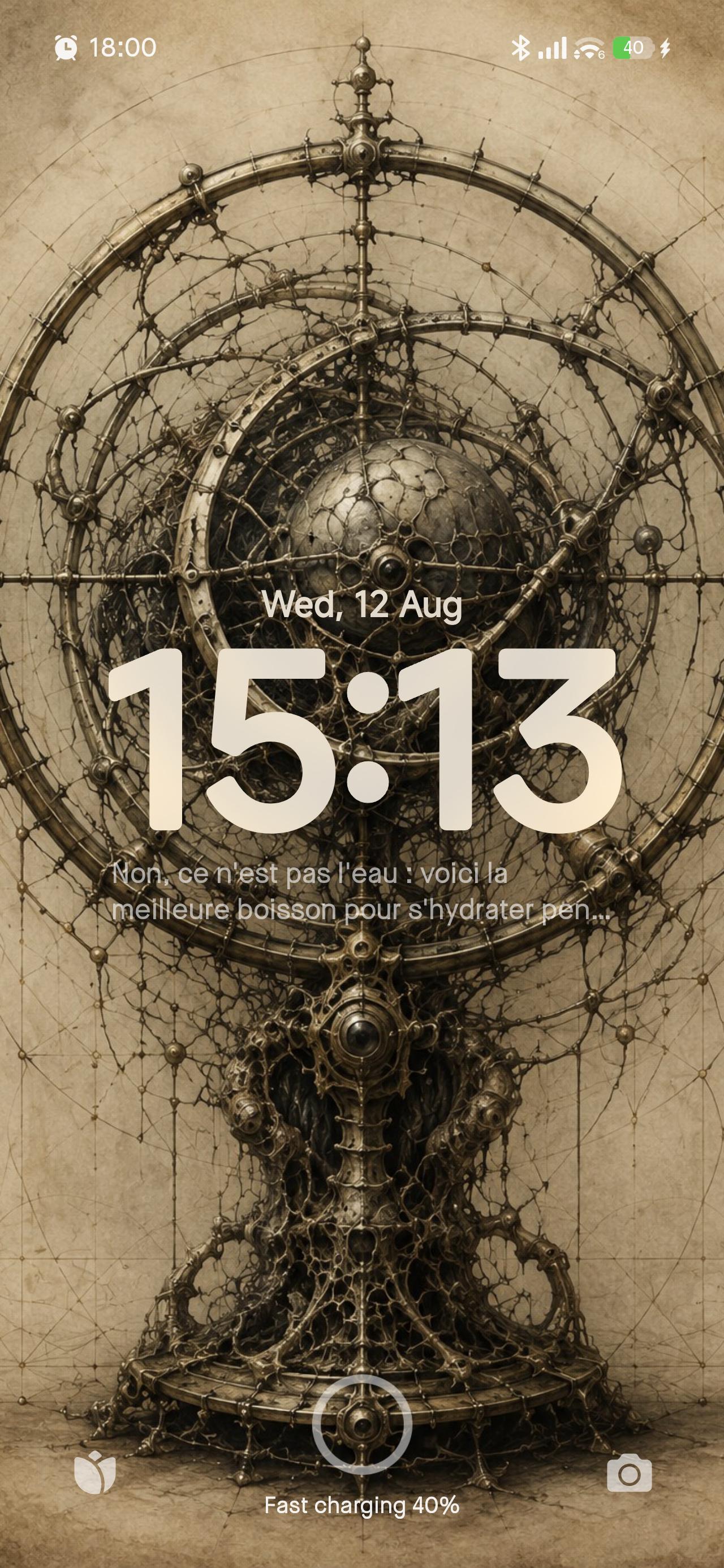 Armillary Sphere, Biomechanical Phone Wallpaper | Dark Academia Lock Screen | Gothic Surreal Digital Art | Brass Anatomy Engine