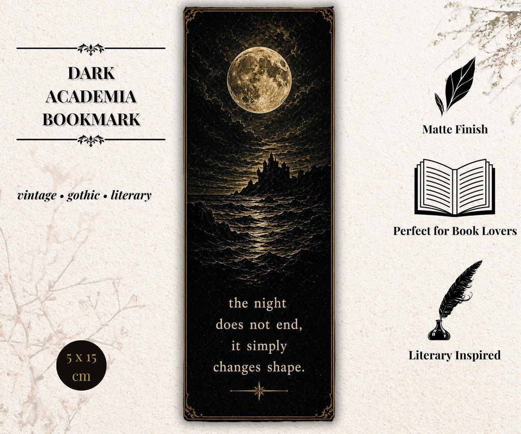 Gothic Academia Bookmark | Beetle Moon Skull, Black Gold Occult Symbolism, Dark Reader Gift