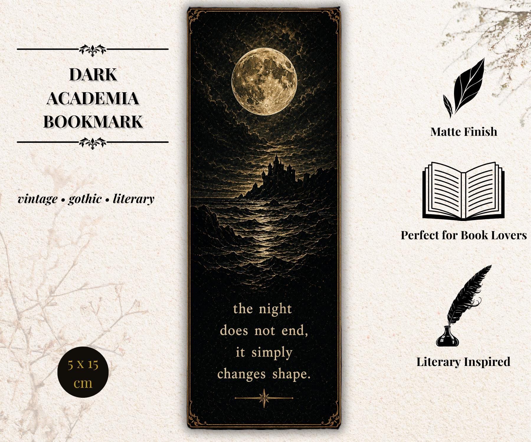Gothic Academia Bookmark | Beetle Moon Skull, Black Gold Occult Symbolism, Dark Reader Gift