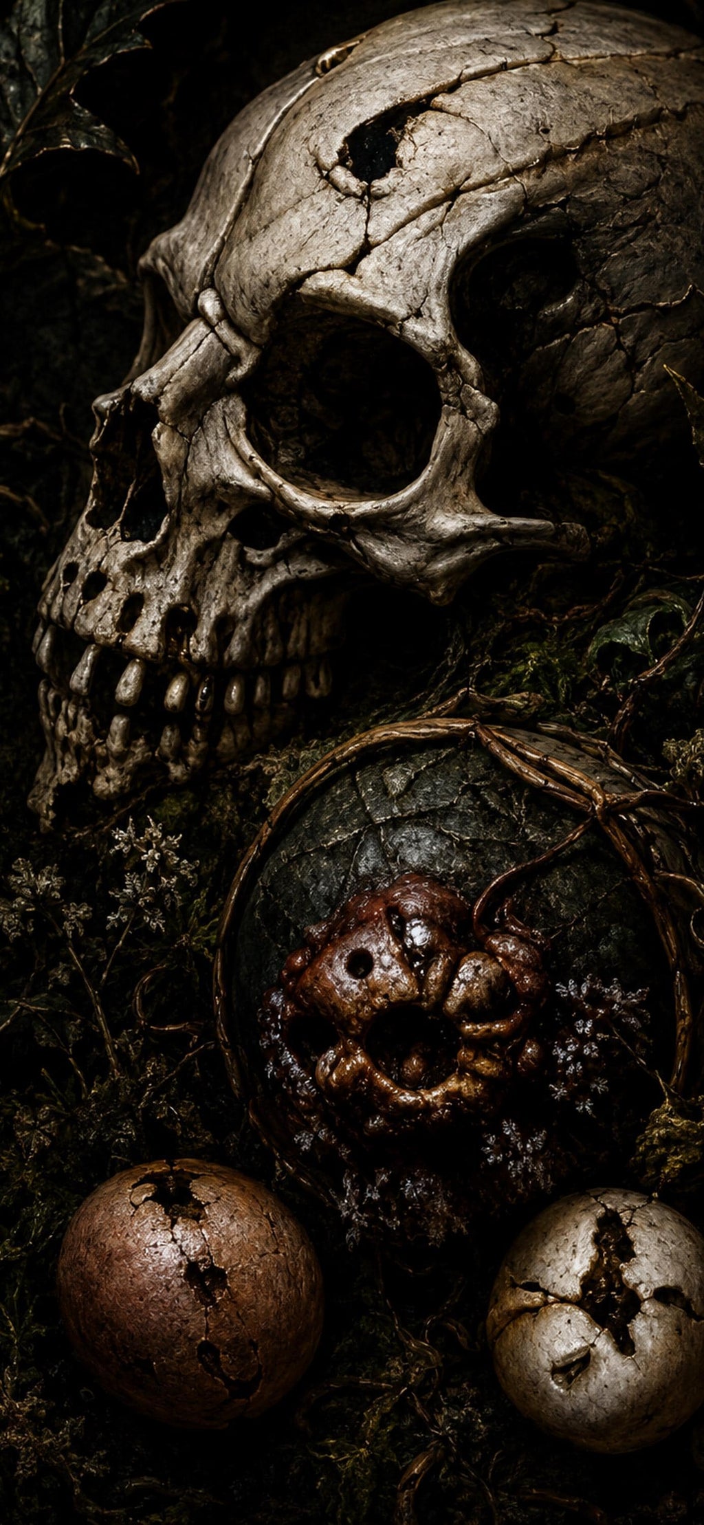 Dark Goblincore Skull Mushroom Lock Screen | Moody Forest Phone Wallpaper (Digital Download)