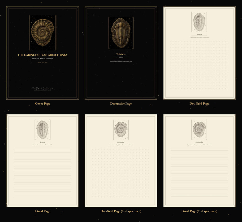 The Cabinet Of Vanished Things, Fossil Journal Pages | Dark Academia Printable | Dot Grid, Lined Paper
