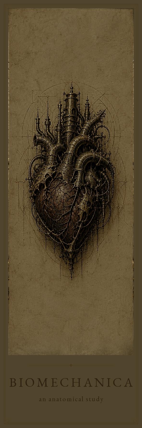 Hearts & Vessels Biomechanical Bookmark, Anatomical Art | Dark Academia Gothic | Magnetic Page Marker | Surreal Gift for Book Lovers