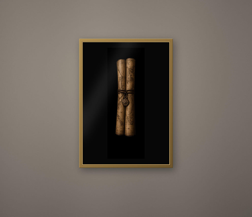 The Cartographers Cabinet: Dark Academia Wall Art | Antique Gold Black Prints | Digital Download Set