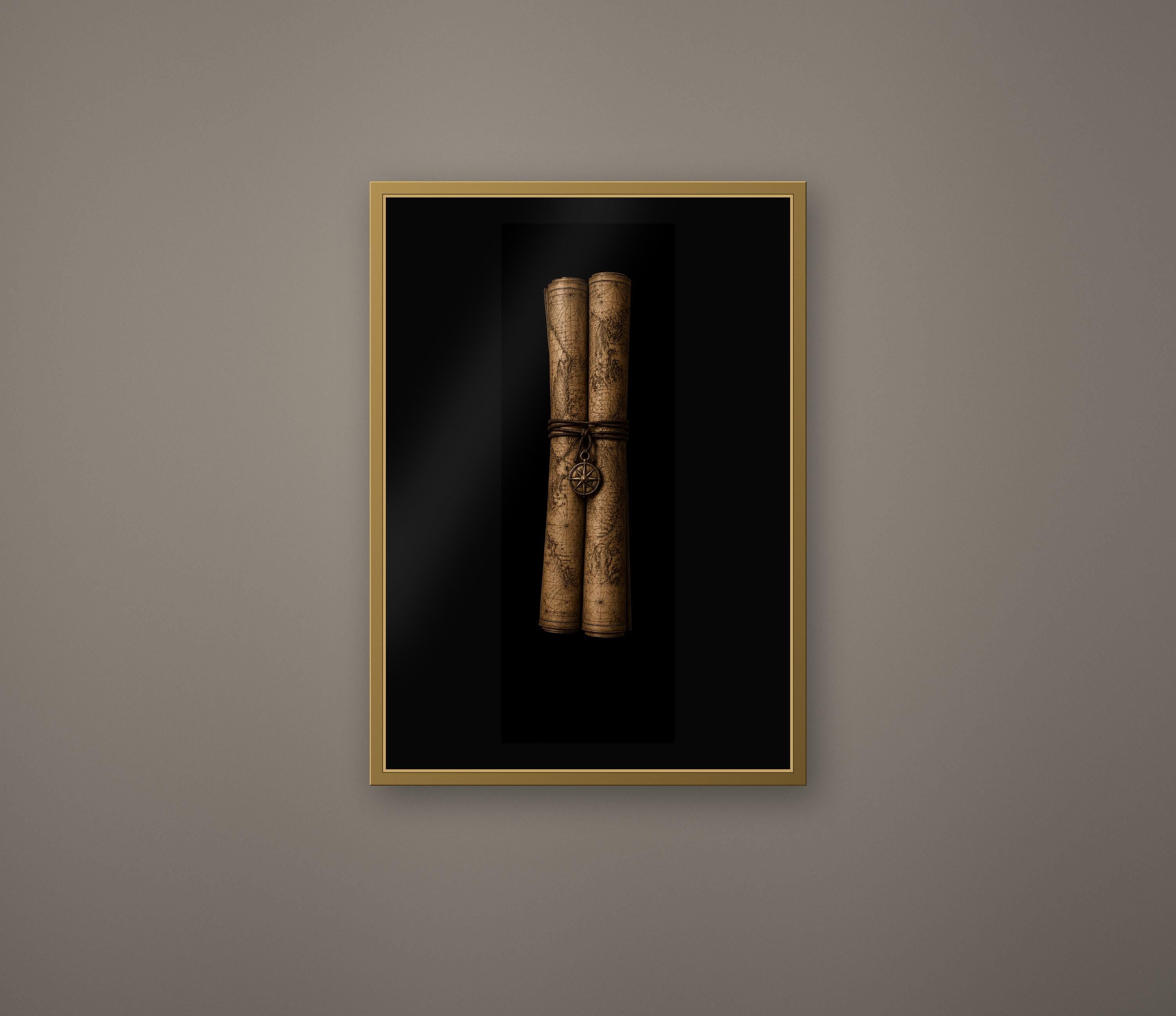 The Cartographers Cabinet: Dark Academia Wall Art | Antique Gold Black Prints | Digital Download Set
