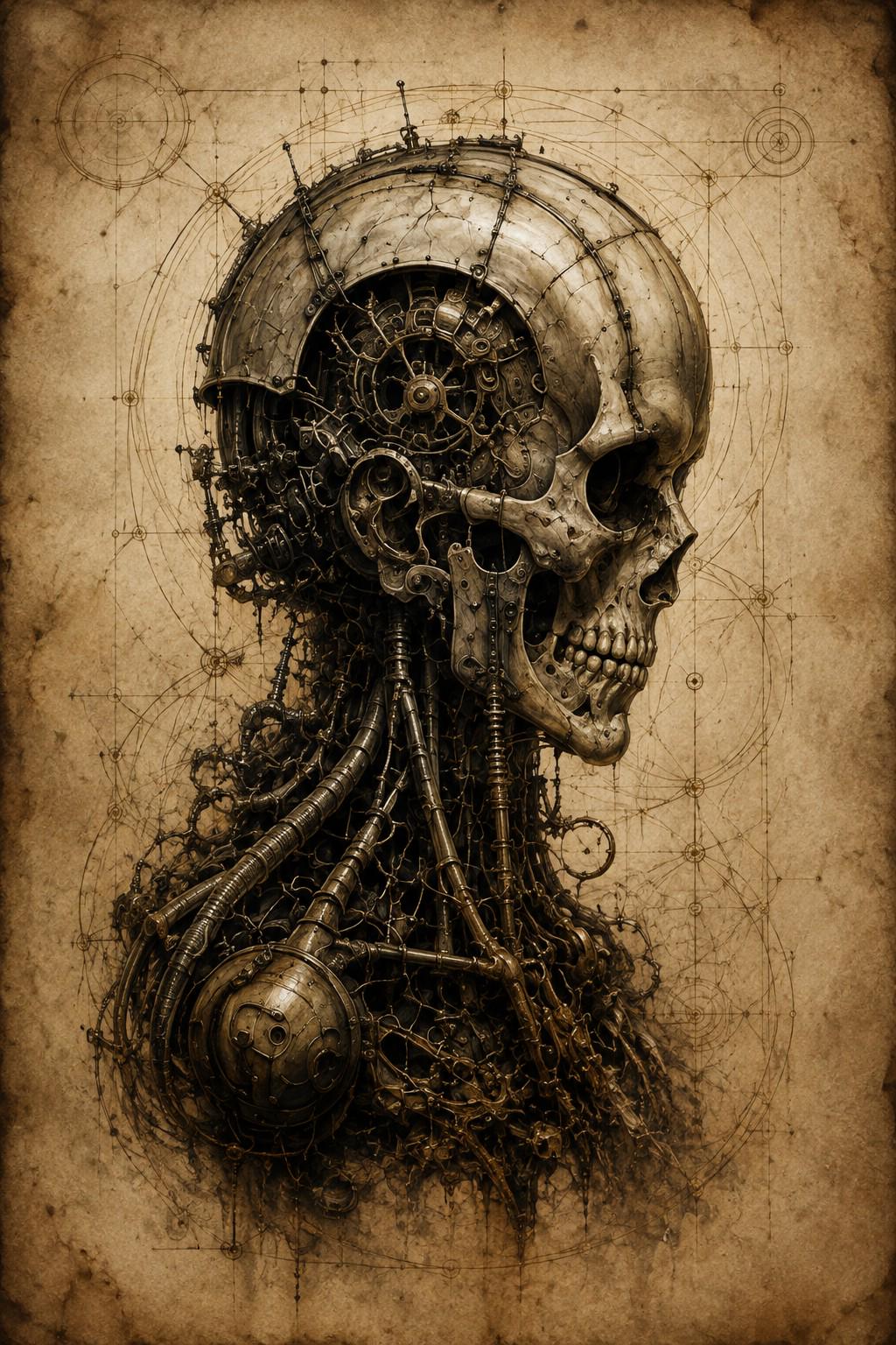 Skulls Biomechanical Phone Wallpaper Bundle | Dark Academia Lock Screen | Gothic Sci-Fi Digital Art | Anatomical Study | Instant Download