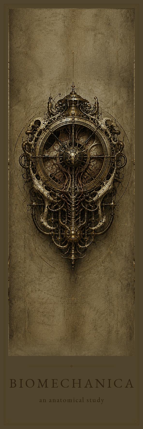 Curiosities Biomechanical Bookmark, Dark Academia Gothic | Anatomical Art Page Marker | Standard or Magnetic
