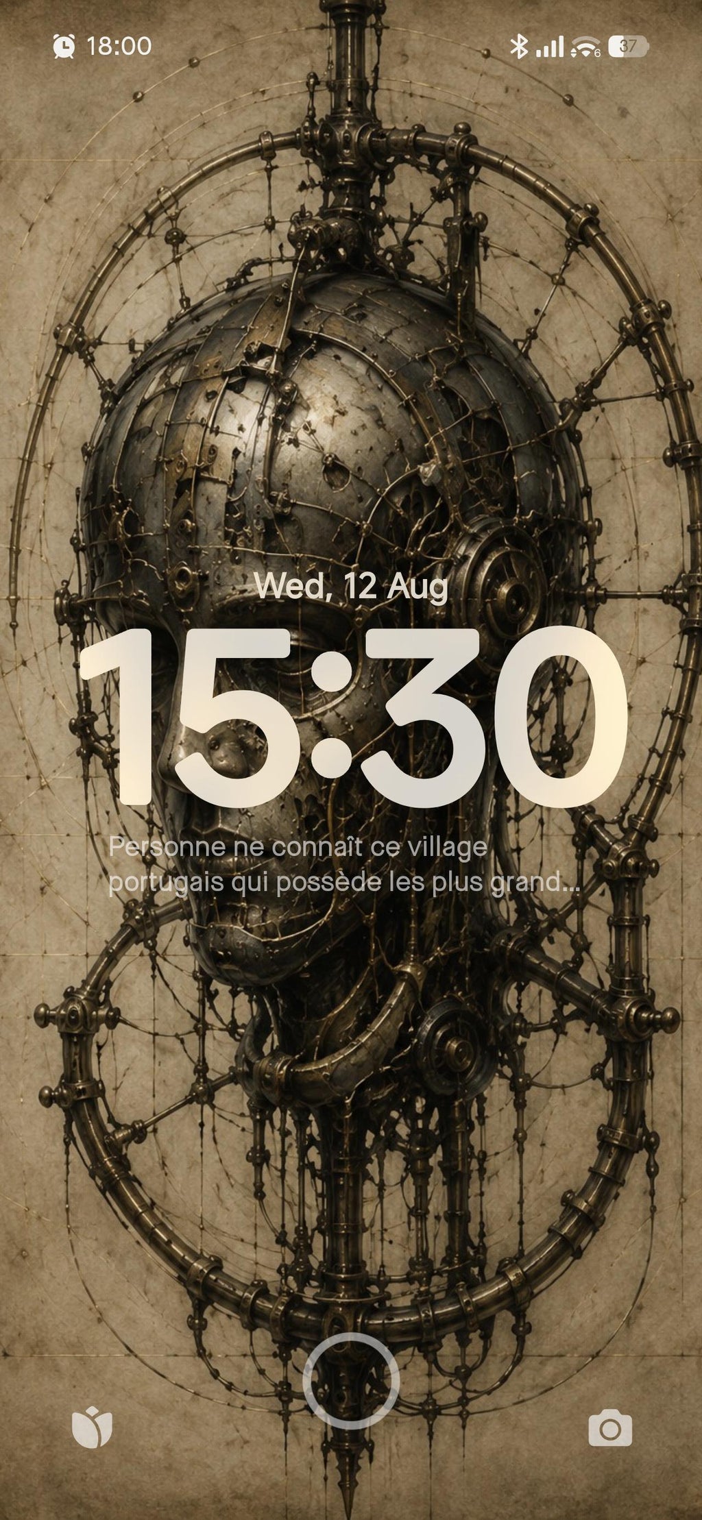 Cyborg Halo, Biomechanical Anatomy | Dark Academia Surreal | Phone Wallpaper Lock Screen | Gothic Sci-Fi Digital Download