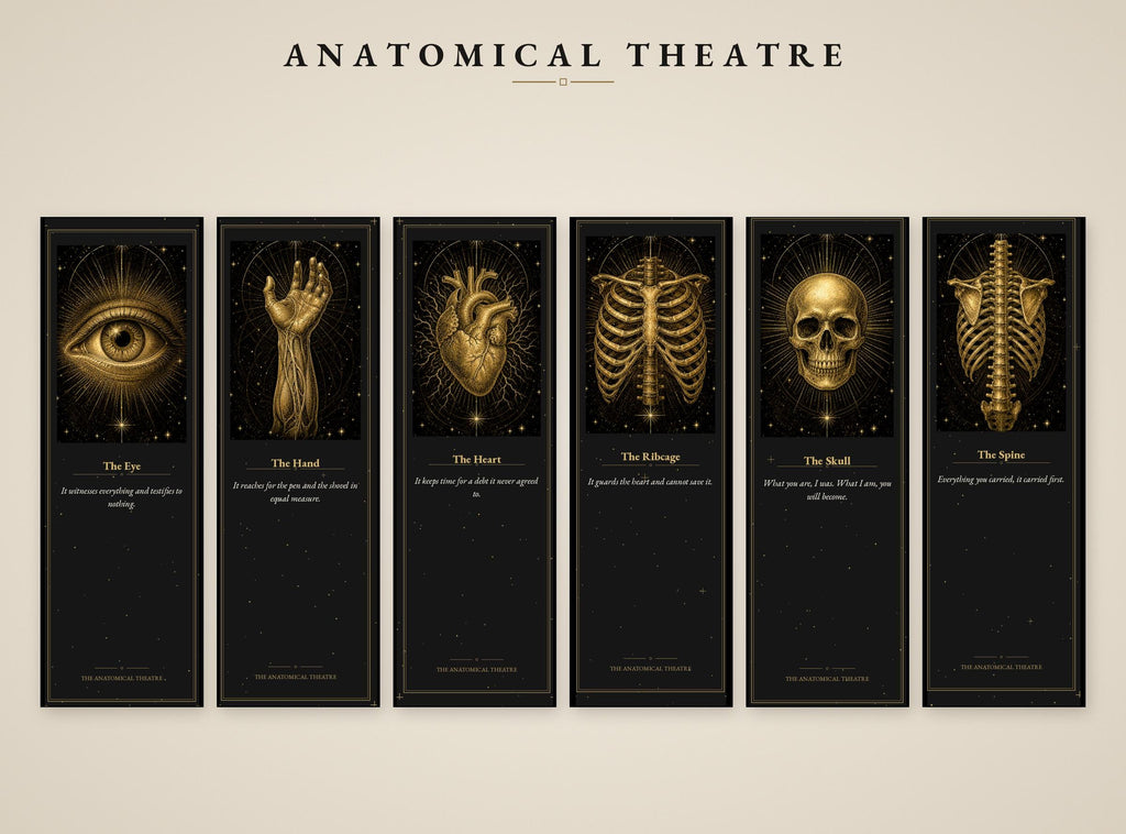 The Anatomical Theatre Printable Bookmarks | Dark Academia Vanitas Bookmark Set | Memento Mori Gothic Digital Download