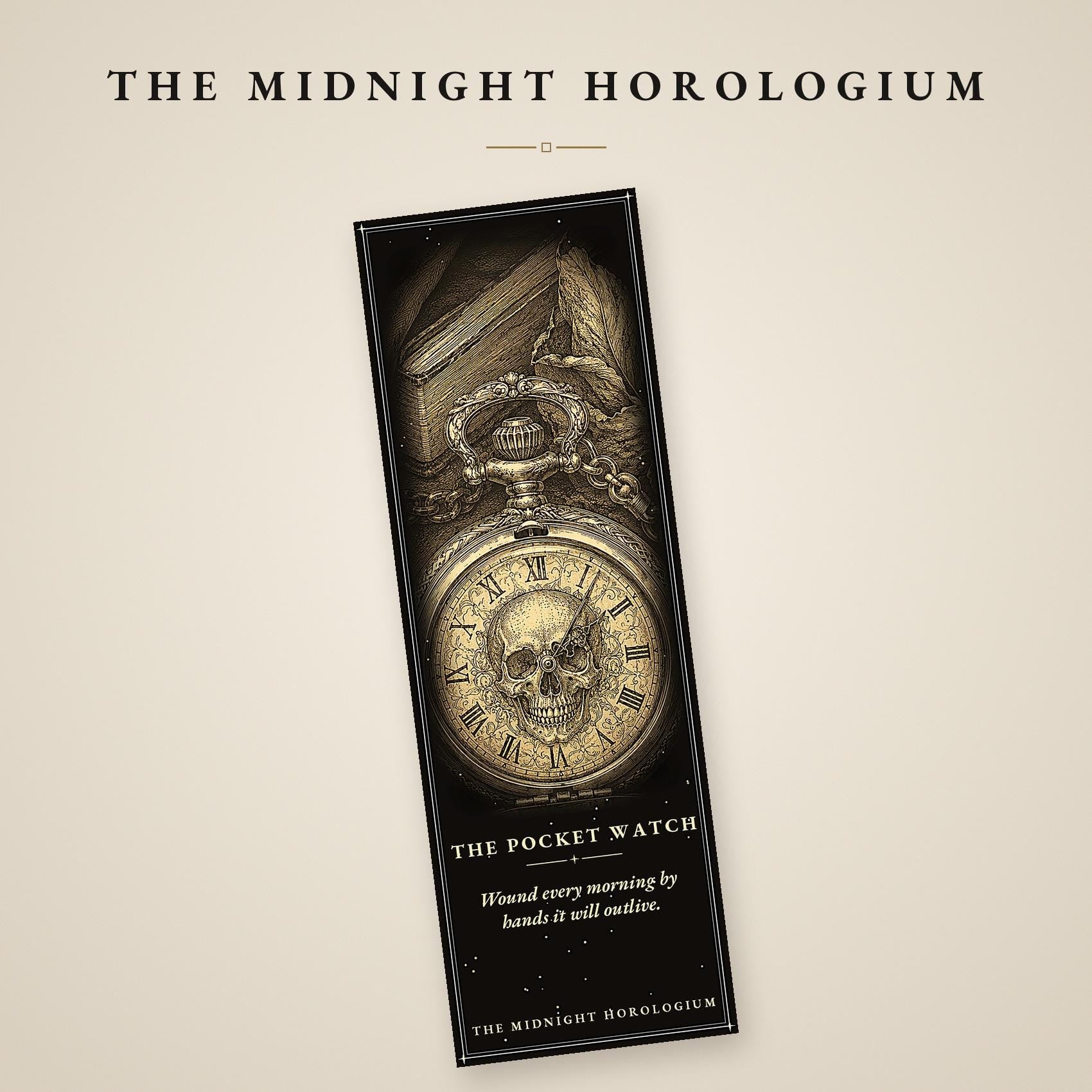 The Midnight Horologium Printable Bookmarks | Dark Academia Gothic Bookmark Set | Memento Mori Digital Download