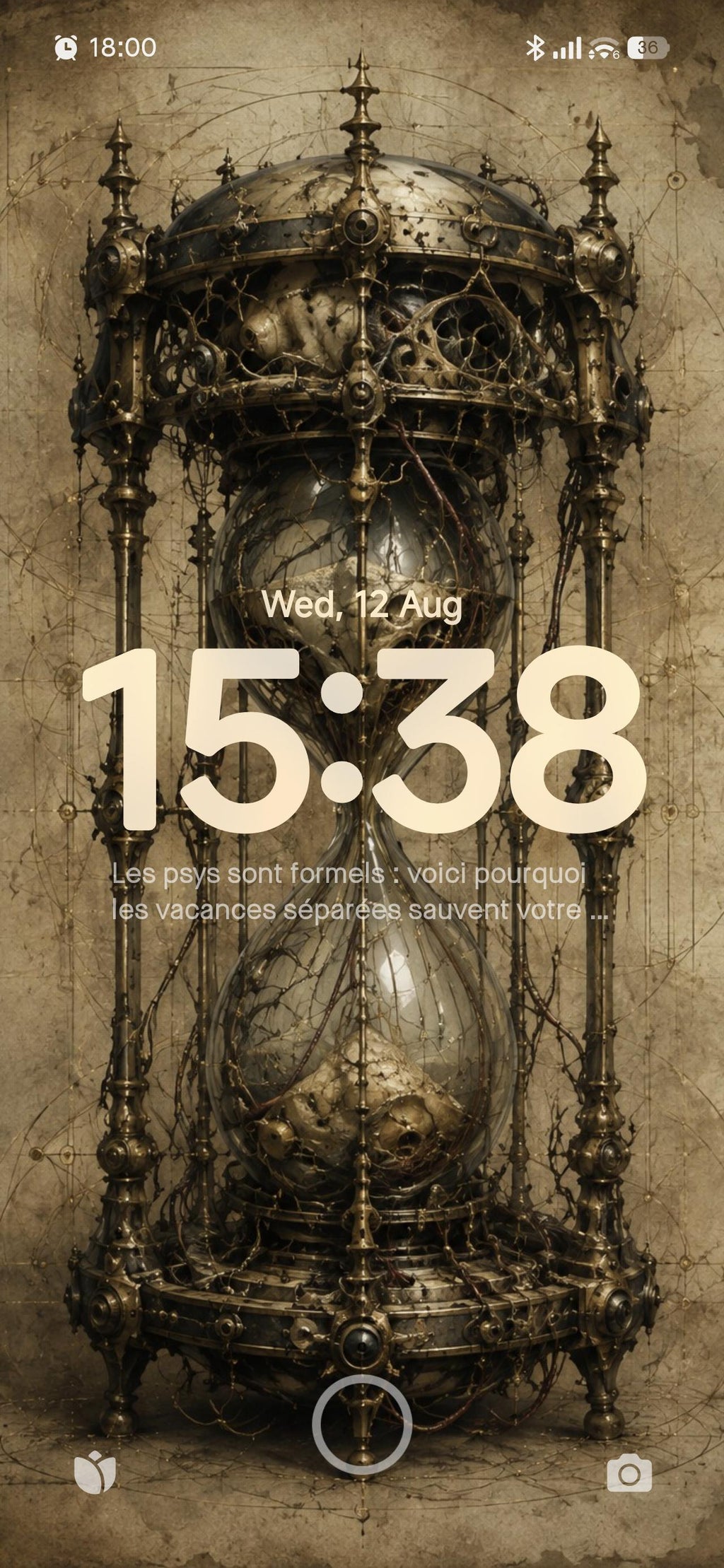 Hourglass II Biomechanical Wallpaper | Dark Academia Lock Screen | Surreal Anatomy | Gothic Brass Machinery Art