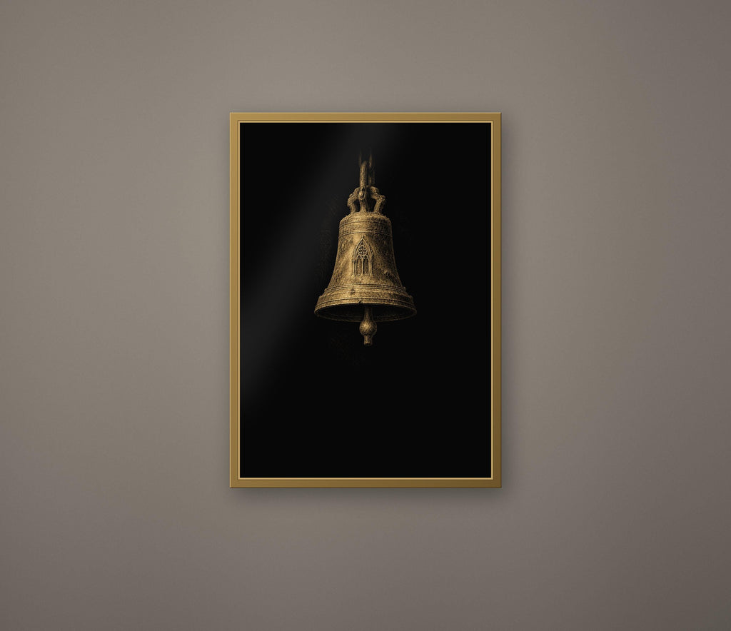 Submerged Chapel, Dark Academia Gothic Angel Prints | Antique Gold Altar Wall Art | Digital Download
