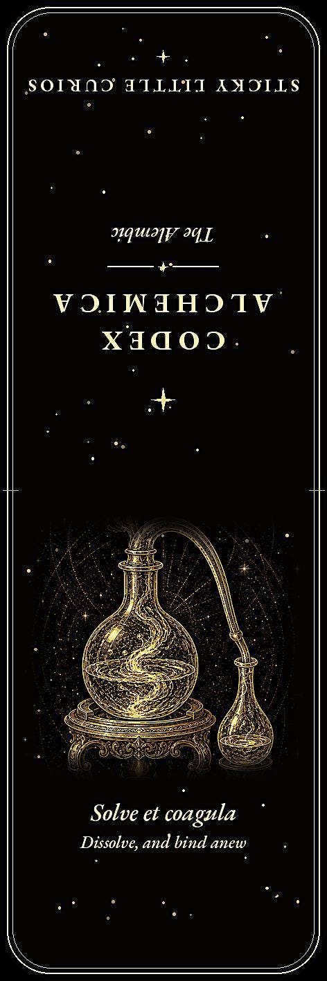 Codex Alchemica Bookmark | Dark Academia Occult Alchemy, Gold Linework | Magnetic Page Marker, Alchemist Workbench