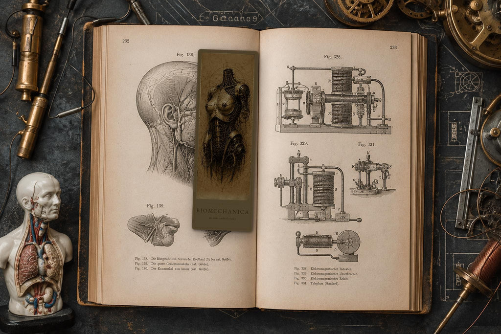 Cyborg Women Biomechanical Bookmark | Dark Academia Gothic | Magnetic Page Marker, Anatomical Sci-Fi Art
