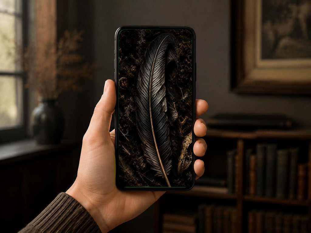 The Crow's Hoard Phone Wallpaper | Dark Goblincore Lock Screen, Shiny Stolen Treasures | Digital Bundle