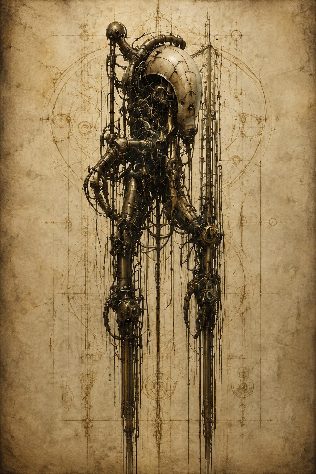Insects & Wings Biomechanical Phone Wallpaper | Dark Academia Lock Screen | Gothic Sci-Fi Digital Art | Anatomical Study