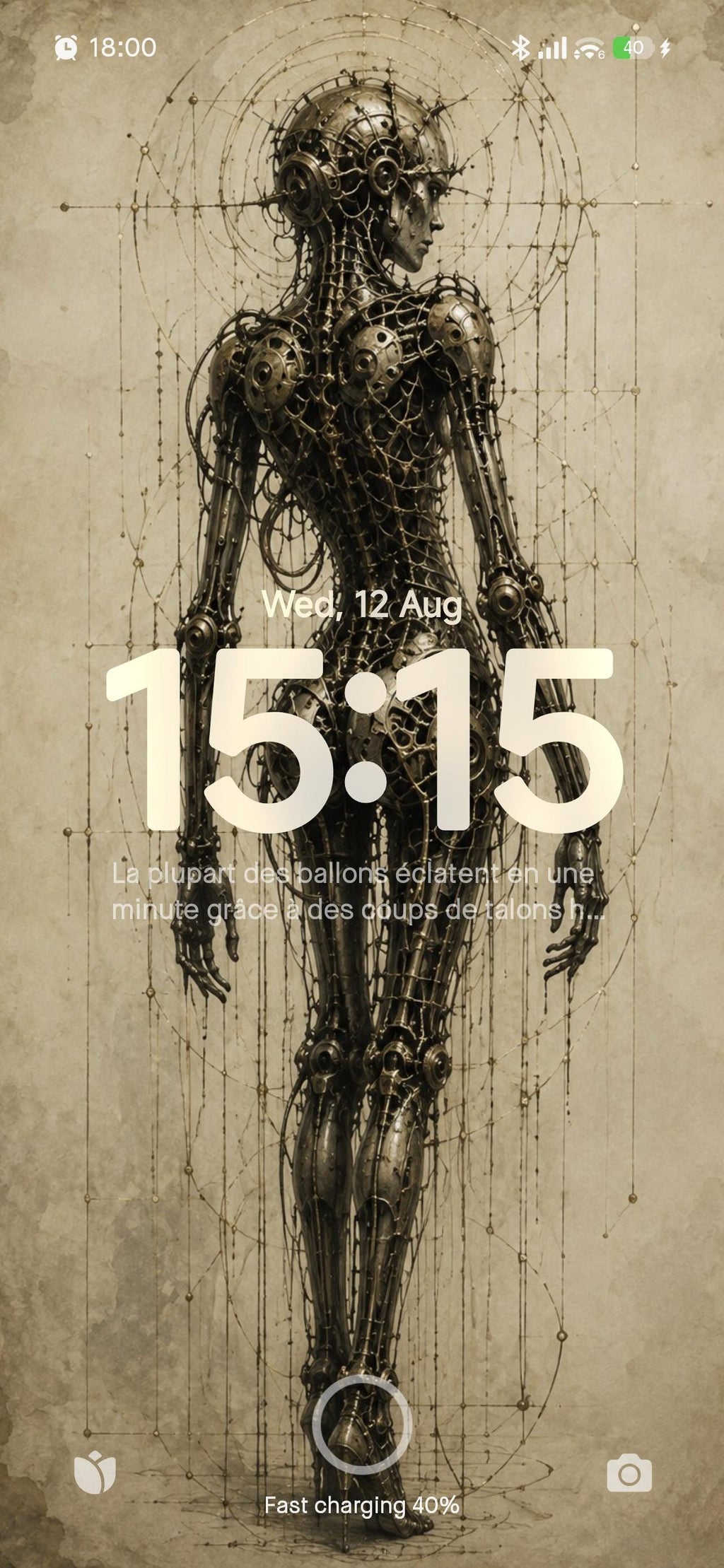 Cyborg Woman Full Back, Biomechanical Phone Wallpaper | Gothic Sci-Fi Lock Screen | Dark Surreal Android | Instant Digital Download