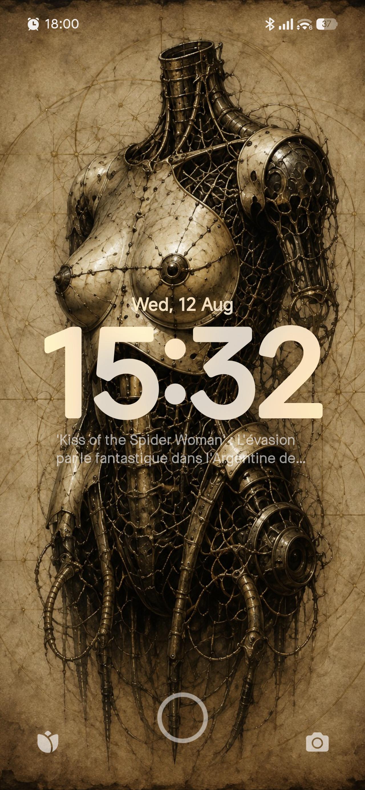 Cyborg Bust, Biomechanical Surreal | Dark Academia Lock Screen | Gothic Sci-Fi Wallpaper | Brass Machinery Digital Art
