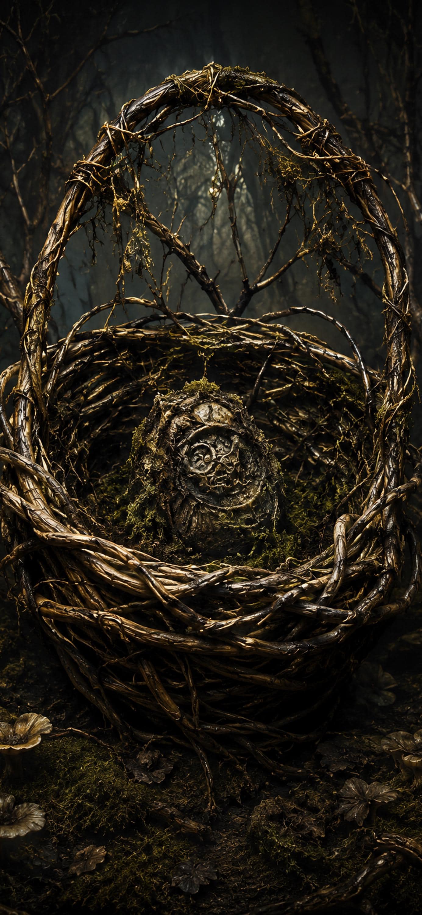 The Drowned Path Phone Wallpaper | Dark Goblincore Lock Screen, Swamp Lanterns | Fantasy Digital Download Set