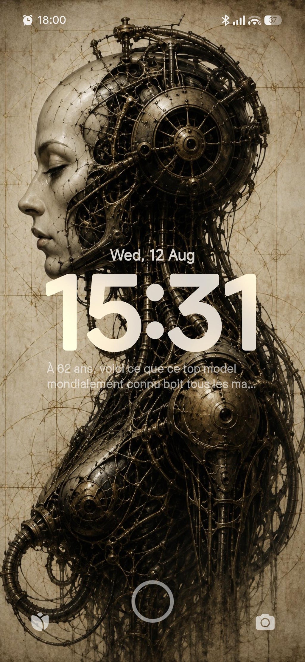Woman Cyborg: Biomechanical Dark Academia | Surreal Anatomy Lock Screen | Gothic Sci-Fi Phone Wallpaper | Brass Machinery | Instant Download