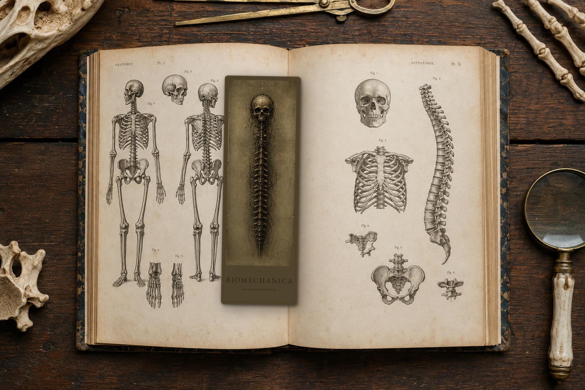 Bones & Anatomy Biomechanical Bookmark | Dark Surreal Specimens | Gothic Page Marker | Book Lover Gift