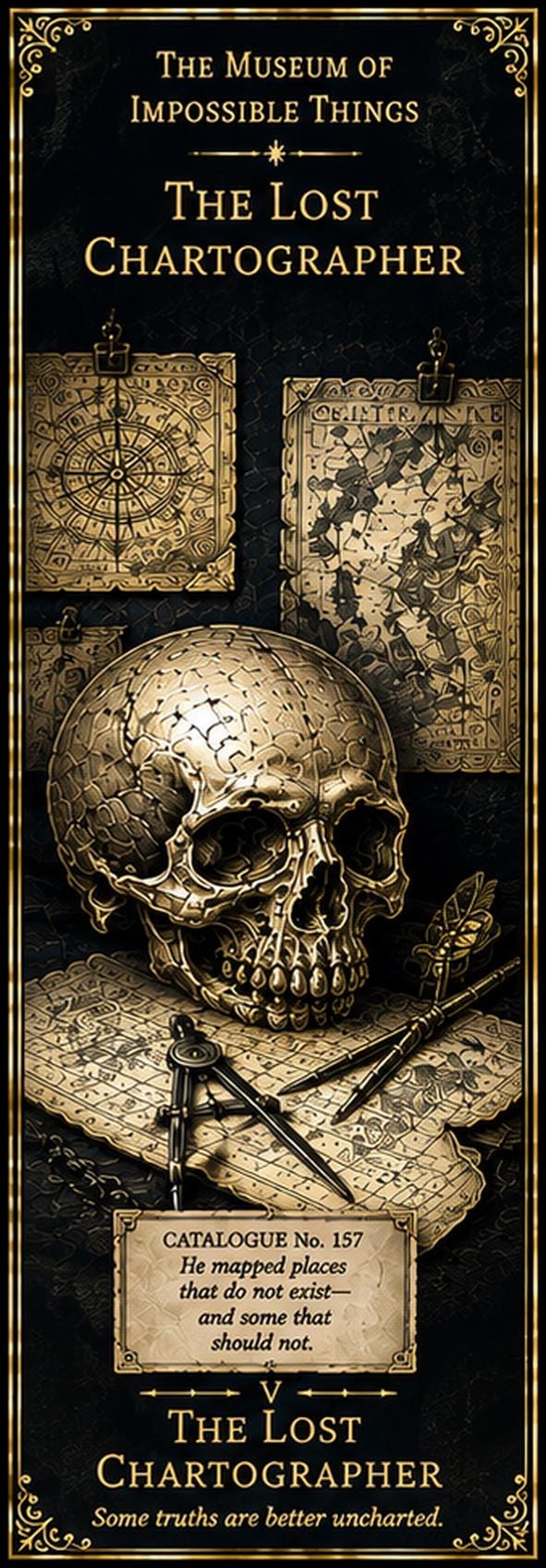 The Forgotten Exhibits Printable Bookmarks | Dark Academia Cabinet of Curiosities, Gothic Antique Gold, Book Lover Gift Set