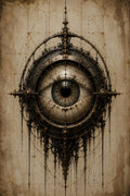 Eye - Biomechanical Phone Wallpaper | Dark Academia Lock Screen, Brass Machinery & Bone Structure | Instant Download