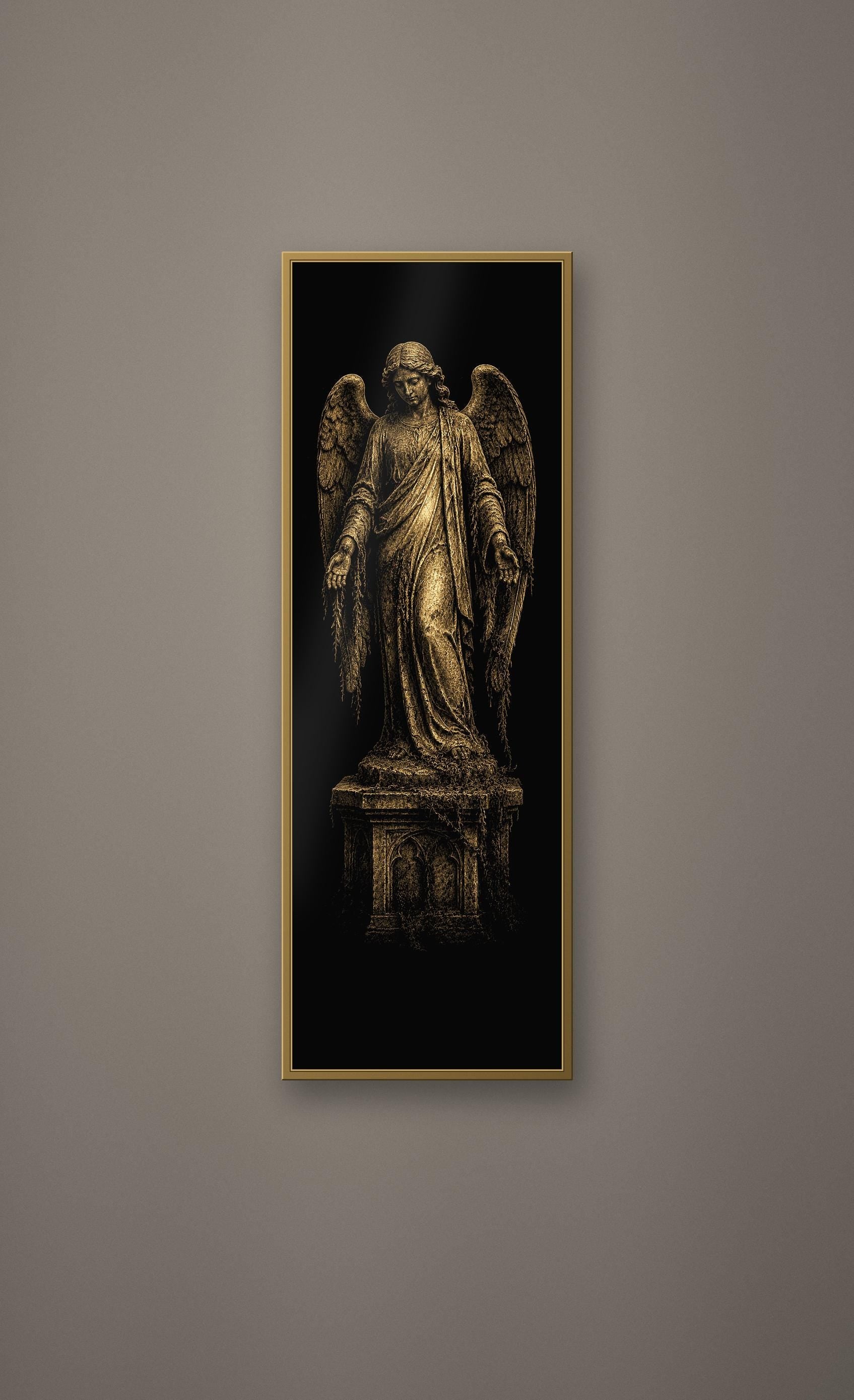 Submerged Chapel, Dark Academia Gothic Angel Prints | Antique Gold Altar Wall Art | Digital Download