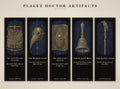 Plague Doctor Artifacts Bookmark, Beaked Mask Design | Dark Academia Page Marker | Gold on Black | Macabre Gift