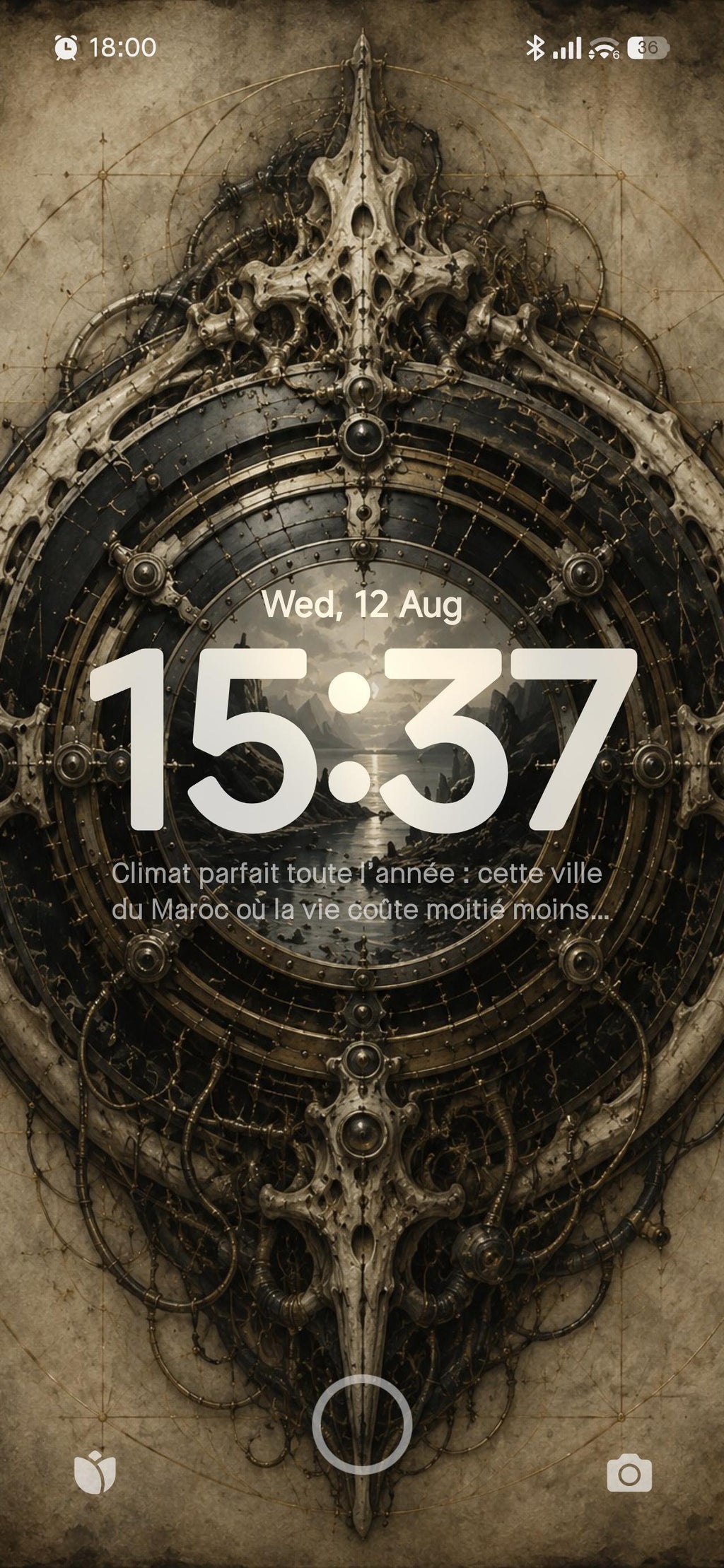 Biomechanical Mirror Picture Frame, Dark Academia Wallpaper | Gothic Sci-Fi Lock Screen, Bone Machinery, Instant Download