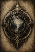 Biomechanical Mirror Picture Frame, Dark Academia Wallpaper | Gothic Sci-Fi Lock Screen, Bone Machinery, Instant Download