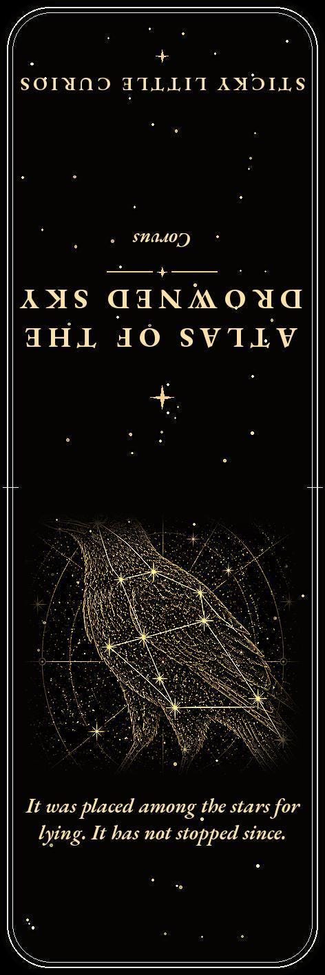 Atlas of the Drowned Sky Bookmark, Dark Academia | Gold Constellation Art | Celestial Page Marker, Handmade