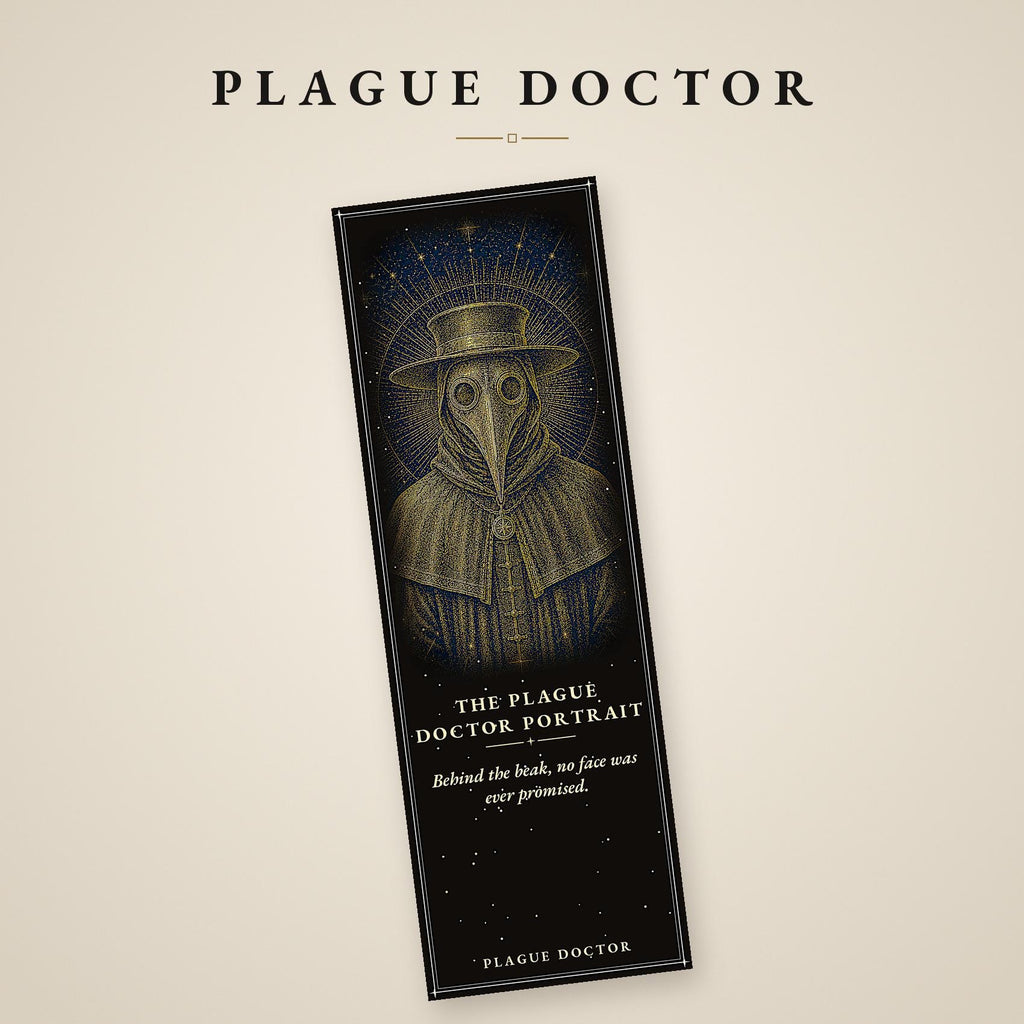 Plague Doctor Printable Bookmarks, Dark Academia Gothic | Gold On Black | Occult Reader Gift | Digital Download